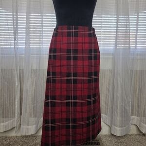 Topshop Red and Black Tartan Pencil Skirt